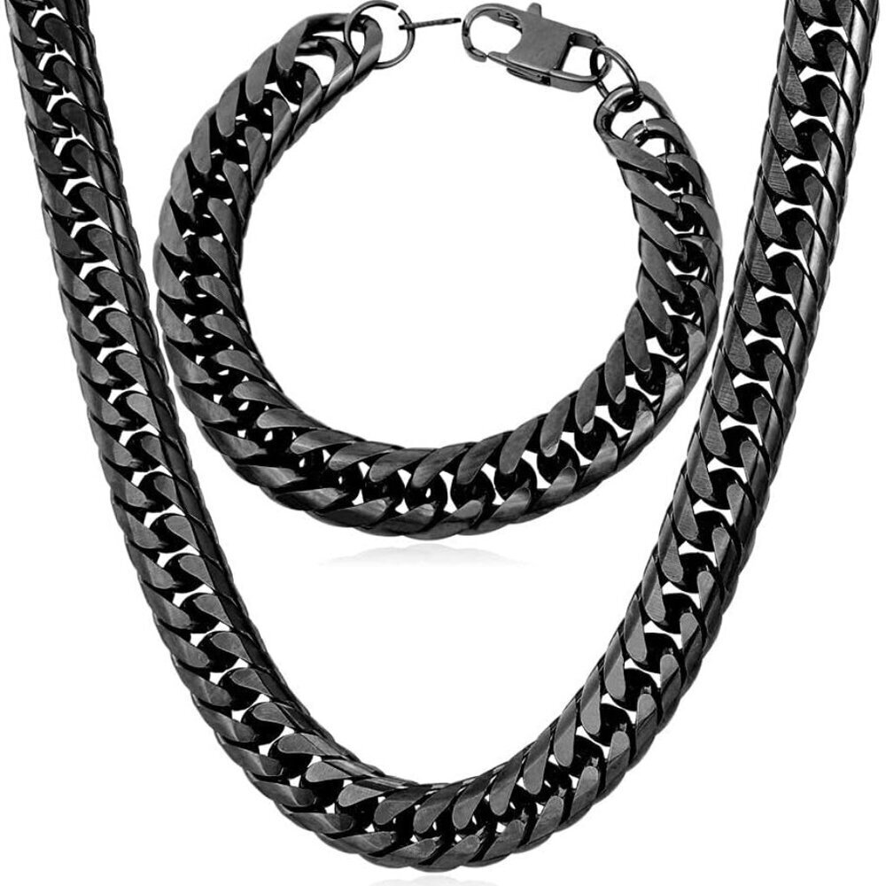 Men Cuban Link Chain Necklace, Stainless Steel Franco Curb Chain Necklaces